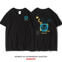 반팔티셔츠남자 그물 레드티셔츠 유행 웃기다 찌푸린얼굴 OVERSIZE 핫한 BF 순면 코튼 커플 트렌드 2186269978