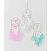 키치 파스텔 깃털 LED 달 드림캐쳐 집꾸미기 분위기전환 자취생 취미생활 원룸 인테리어 카페 신혼집 소품, 민트