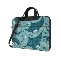 RLDOBOFE 만타 레이 앤 피시 프린트 노트북 슬리브 운반 케이스 컴퓨터 가방 비즈니스 서류 14인치