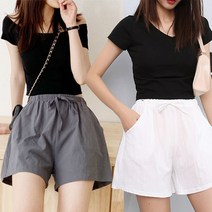 M L XL 여성 린넨숏팬츠 여름반바지 밴딩팬츠