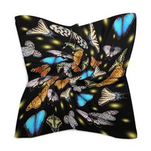 CHNLML 대형 사각형 실크 같은 반다나 헤어 새틴 헤드 스카프 손수건 선물 남성용 여성용 63.5cm X 63.5cm 딸기 레드, Black Butterfly