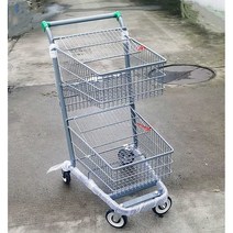 쇼핑카트 대형 마트 2단 쇼핑 바구니 핸드카트 수레, 상세 페이지 참고, 실버
