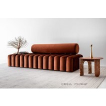 거실 보조소파 사이드침대 레드 벨벳 쿠션 호텔 로비, 150x55x58cm 브라운 패브릭 소파