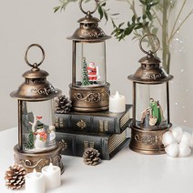 트래블앤쿡 랜턴 오르골 크리스마스 인테리어 워터볼 무드등, 1. 원형 랜턴 워터볼, 구유(22002)