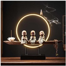 제이엠브로 석가모니 불상 LED 부처님 반가사유상 불교용품 부처상 미륵 천수 관음 미니, 4.동자승, 녹색