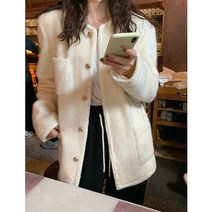 노크 온 젠틀 울 트위드 Xiaoxiang 코트 여성용 가을 겨울 G-레벨 느낌 느슨하고 면 탑 기질 캐주얼하고 절묘하다
