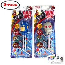 Marvel Pop Ups Lollipop (2 Pack) Captain America and Ant-man with 2 GosuToys Stickers, 1