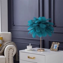 깃털 조명 장 스탠드 북유럽 타조 깃털 플로어 램프 거실 분위기 네트 레드 스탠드 조명 빈티지, 05 green table lamp_02 US Plug