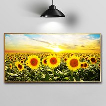 화색갤러리 풍수 인테리어 와03 해바라기 그림 액자 프리미엄 캔버스천으로 인화, 올리브골드