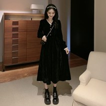 봄 고급스러움 소향풍 벨벳 원피스 자녀 봄 프렌치 독특한 헥세 베이스 롱 스커트 트렌드