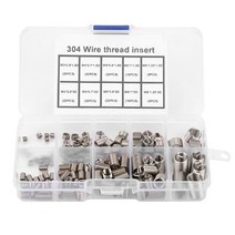 150pcs 스테인리스 스틸 헬리코일 스레드 수리 삽입물 M3 M4 M5 M6 M8 너트 키트 승무원 슬리브 세트 교체