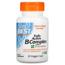 Doctors Best Quatrefolic이 함유된 완전 활성 B 복합체 베지 캡슐 30정, 1개
