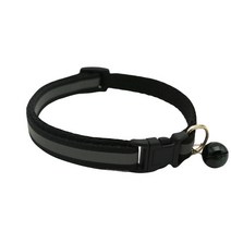 아이구감사합니다 고양이 강아지 인식표 목걸이 일반버클 빛반사 목줄, 검정