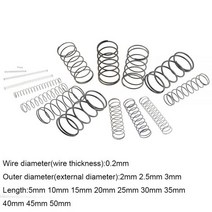 토션 인장 코일 금형 스프링 20pcs 0.22 2.5 35-50mm 스프링 스틸 소형 압축 해제 기계식 리턴 스프링 압력 스프링 od 2mm 2.5mm 3mm, 0.2mm, 40mm, 40mm