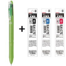 제브라 클립온 슬림 소프트 3색(0.7mm) + 리필 CLIP-ON SLIM SOFT 3C B3AZ14, SLIM SOFT 3C 라이트그린(LG) + 리필