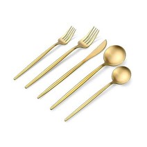 무광 골드 은식기 세트 OGORI 30개 식품 등급 스테인리스 스틸 금식기 세트 6인용 주방용품 세트 서비스 가정 및 식당용 식기 수저 세트 식기세척기 금고 - 선물 상자, Matte Gold 20pcs