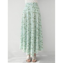 한송이 플라워 꽃무늬 밴딩 플레어 롱스커트