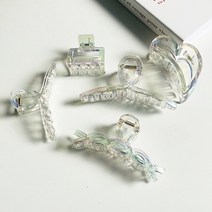 1+1 투명 헤어집게핀 오로라 홀로그램 영롱한 올림머리 반머리 집게핀 5종