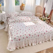 침대 시트 커버 파파 미마 유럽 꽃 레이스 프릴 가장자리 퀼트 Bedsheet 코튼 스티칭 Bedlinens 3pcs 침대보 세트 Pillowcases, King Bedspread Set, 20220383