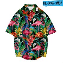 하외이안 남자 고급 용 문신 일본화 빈티지 캐주얼 티셔츠