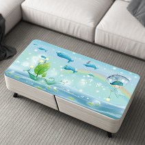 테이블 보 식탁 매트 방수 오염 방지 소프트 플라스틱 글라스 쿠션 TV 매트 거실 주방, 80x120cm, KT1 - 돌고래 판타지