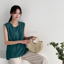 다잇템 여자 부드러운 슬리브리스 SS 라운드 멀티컬러 티셔츠 (7793368)