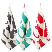 모던아지트 캐릭터 일러스트 고리수건 주방행주, 1개, 별냥이_옐로우