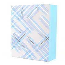 실버 라인 종이 선물 가방 봉투 트위스트끈 12종 택1, 대 - 블루