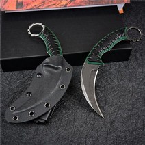 공구 MilBr M27 Karambit 클로 나이프 DC53 블레이드 G10 핸들 전술 포켓 고정 낚시 EDC 생존 도구, 02 black blade