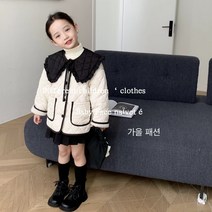 여아 유아 주니어 어린이 빅카라 안감양털 누빔 패딩점퍼