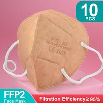 재사용 가능 KN95 일반마스크 패션 5필터, 10PCS Gold FFP2