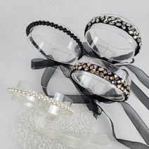 끈헤어밴드 진주 큐빅 레이스머리띠 묶는 헤어밴드 셀프웨딩