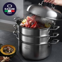 까사니 쿠치나 대형 스텐 3단 찜기 찜솥 인덕션 스티머 32 36cm 호빵 만두 킹크랩, 1개