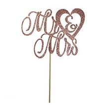 Rose Gold Glitter Mr Mrs Cake Topper Bride and Groom Sign Wedding Engagement Cake Toppers Decorat, 1