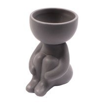 ST SHOP 세라믹 화분 즙이 많은 냄비 크리 에이 티브 인간 모양의 미니 다육 꽃병 실내 식물 재배자 컨테이너 데스크탑, 그레이 6x6x9.2cm