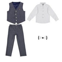 공연의상 턱시도 결혼예복 도트 탑 조끼 결혼식 의류 세트 정장 나비 넥타이 셔츠 바지 아기 파티 복장