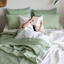 자연을 담은 바람 솔솔 뱀부 시어서커 2겹 여름이불, 올리브그린, S/SS 세트