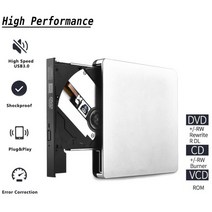 블루레이ODD 외장 리핑 4K 재생 플레이어 USB 3.0 외부 DVD 버너 라이터 레코더 RW 광학 드라이브 CD/DVD R, 한개옵션0