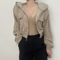VANANA2 가을 겨울 여성 골덴 코듀로이 크롭 포켓 후드집업 점퍼
