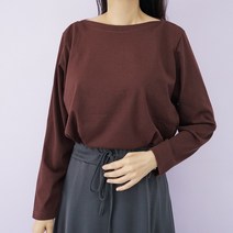 빅걸스토리 빅사이즈 여성 입술 보트넥 무지 베이직 긴팔티