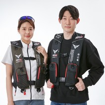 XL(대) 스트라이프 2포켓 자동팽창식 구명조끼 KC 수분감지 책임보험 가입 FREE 사이즈, 블랙(골드)