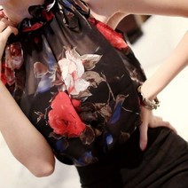 꽃무늬 쉬폰 여름 여성용 튜닉 블라우스 민소매 프릴 칼라 흰색 셔츠 여성 ol blusas feminino 블라우스 플러스 사이즈