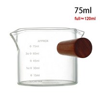 밀크스티머 50/75/100/140ml 나무 손잡이 유리 에스프레소 측정 컵 더블/싱글 입 우유 주전자 커피 용품 투, 04 75ml