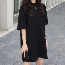 편한 박스티 미니 원피스 여자 여름 반팔 숏원피스 박스핏티셔츠 여자반팔티 -72394EA