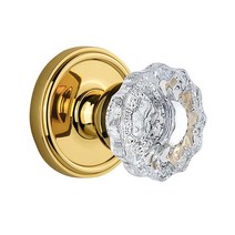 그랜더 Grandeur Georgetown 로제트 베르사유 크리스탈 손잡이 프라이버시 - 6cm2.3인치 밝은 크롬 480336, Polished Brass