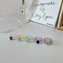 투명버젼 사각 큐빅 볼드 아크릴반지 5color