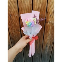 한송이 무지개 장미 꽃다발 졸업식 꽃다발, 핑크