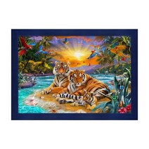 더나인에스제이 1000조각 직소퍼즐 액자세트 - 호랑이가족 우드블루