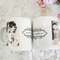 핸드메이드 헵번 국산도자기 오드리햅번 머그컵, B:햅번