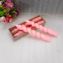 밀랍초 천연 기도 초나선형 양초 긴 막대 기둥 트위스트 기하학 아로마 테라피 수공예 홈 웨딩 파티 장식, 05 2Pcs Pink